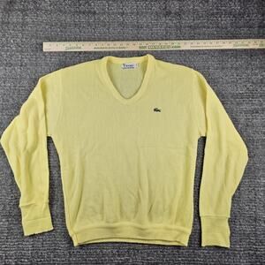 Vintage 80s Izod Lacoste Knit Pullover Sweater USA Men's XL Yellow Acrylic